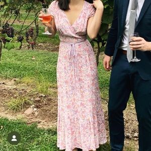 Reformation Pastel Floral Maxi Wrap Dress